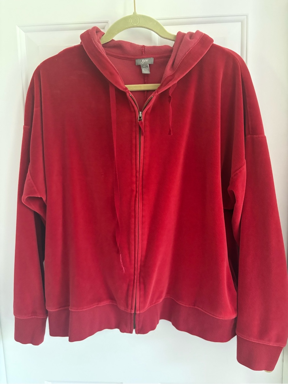 J. Jill Deep Red Velour Zip Hoodie